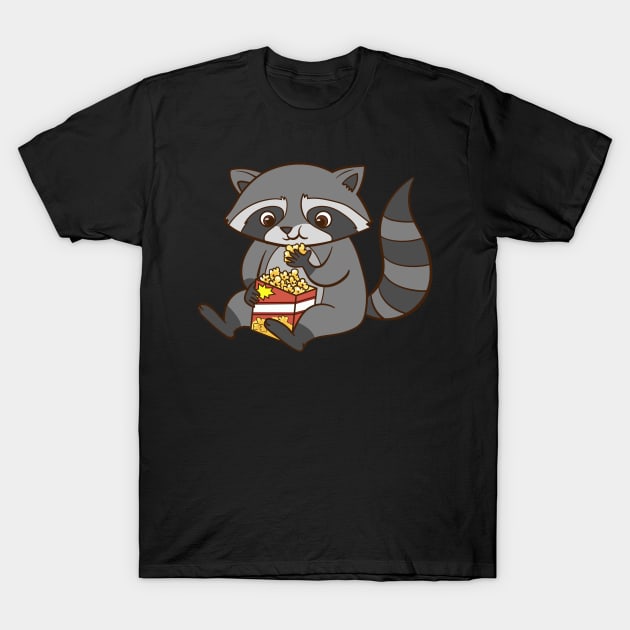 A cute raccoon eats popcorn. T-Shirt by theanimaldude